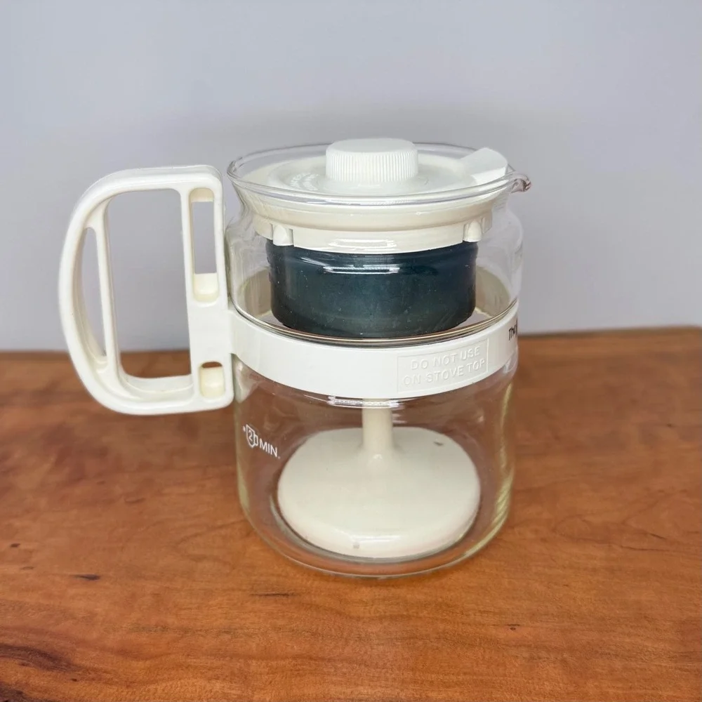 Vintage Gemco The Micro-Perk Microwave Coffee Percolator Glass White C-32 USA